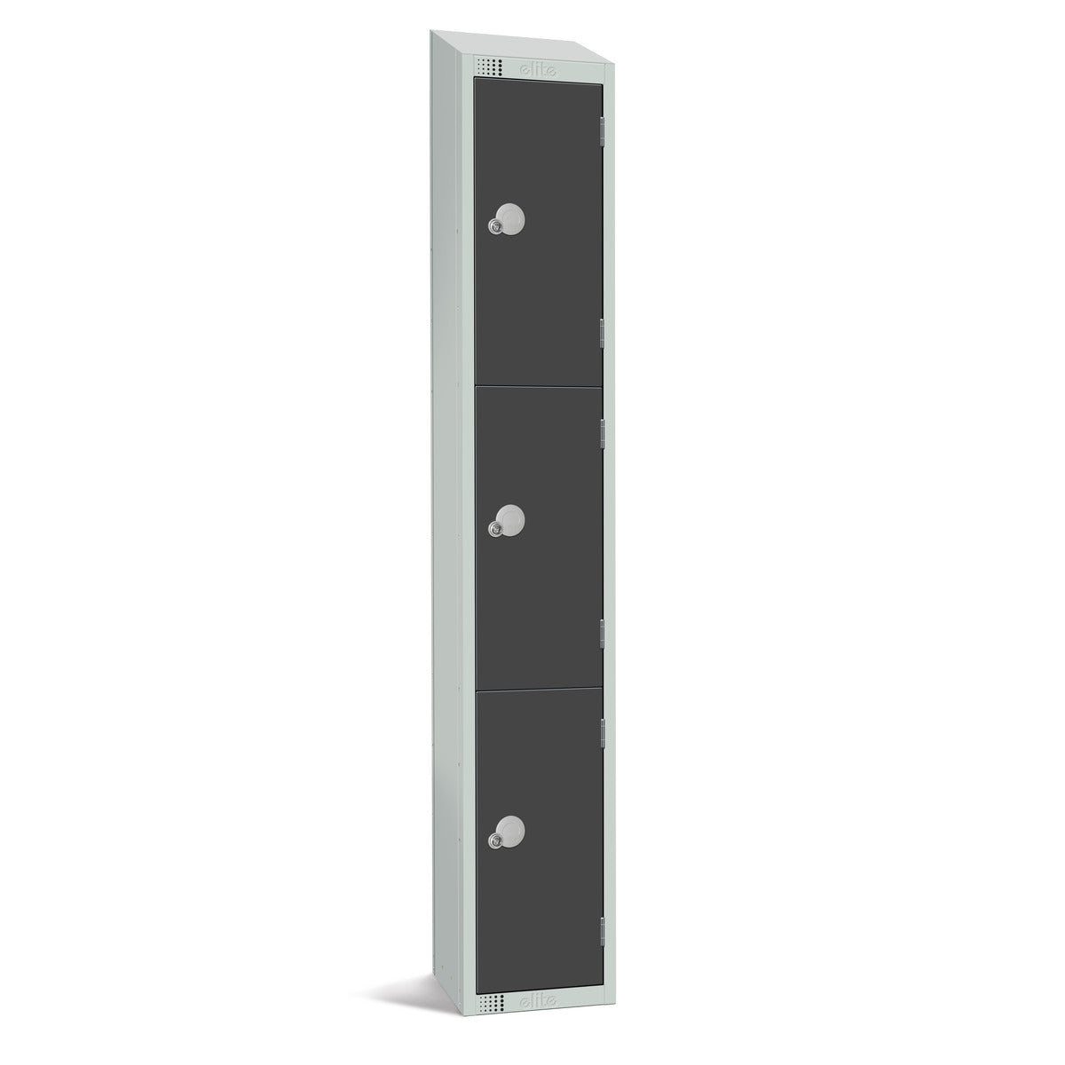 Three Door Locker in Grey with Padlock (Sold Separately), Size 1800 x 300 x 300.