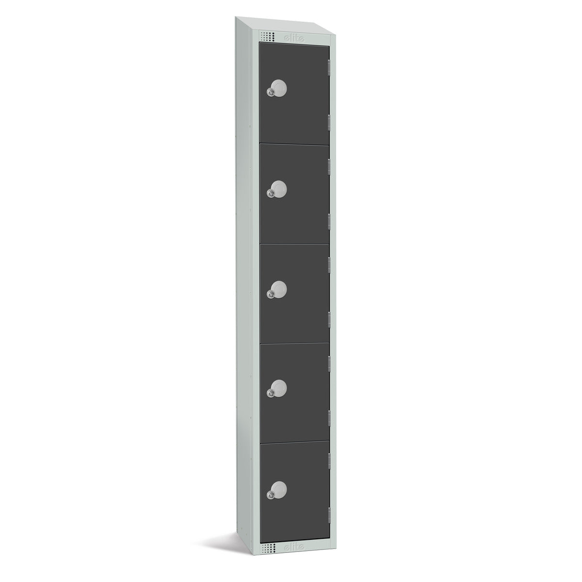 Black five-door locker, featuring Keycam lock for durable and secure storage.