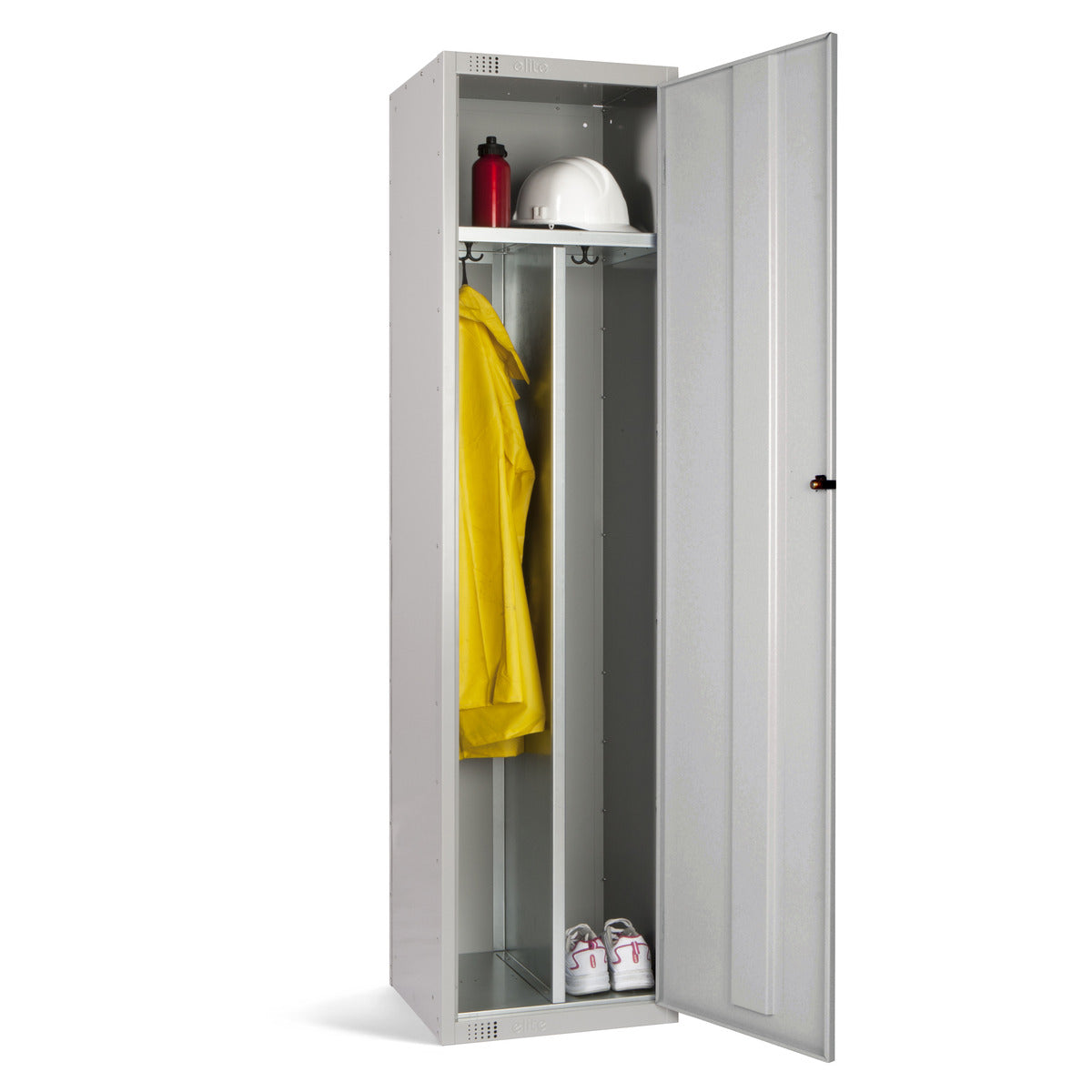 Red clean and dirty locker designed to keep garments fresh and organized.