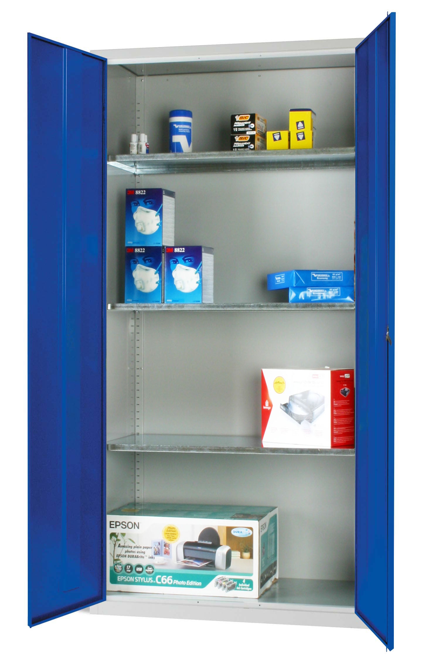 Yellow storage cabinet designed for organized storage in various settings.