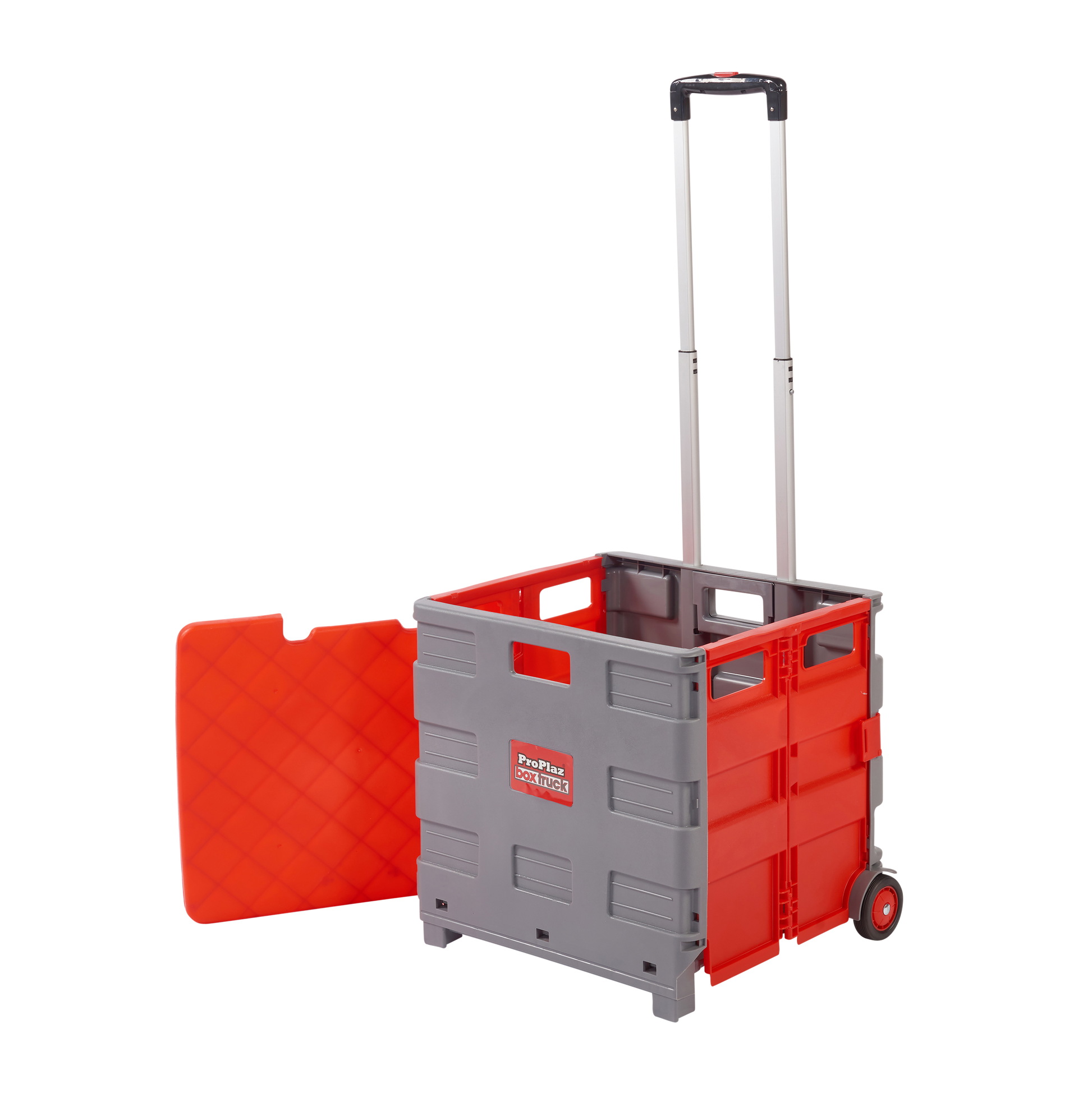 Proplaz Folding Box Trolley with Lid - Grey/Red - Cocus