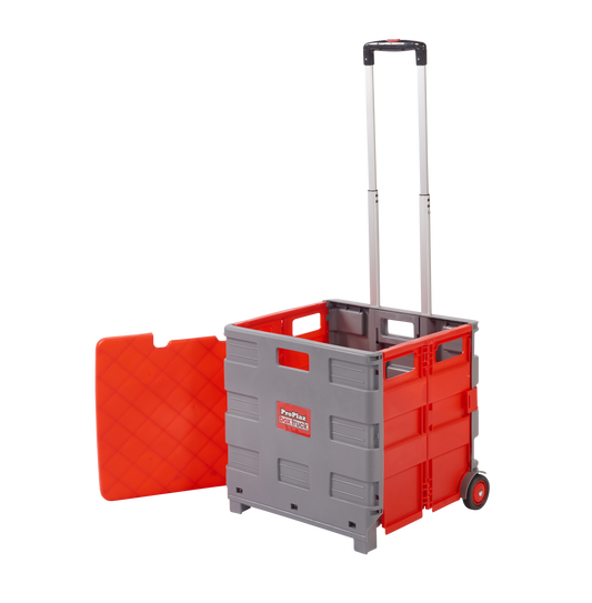 Proplaz Folding Box Trolley with Lid - Grey/Red - Cocus