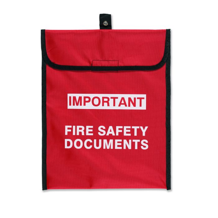 Soft Pack Fire Document Holder made from durable polyester for storing A4 fire safety documents, featuring easy access.