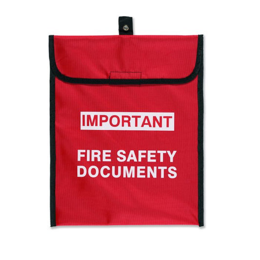 Soft Pack Fire Document Holder made from durable polyester for storing A4 fire safety documents, featuring easy access.