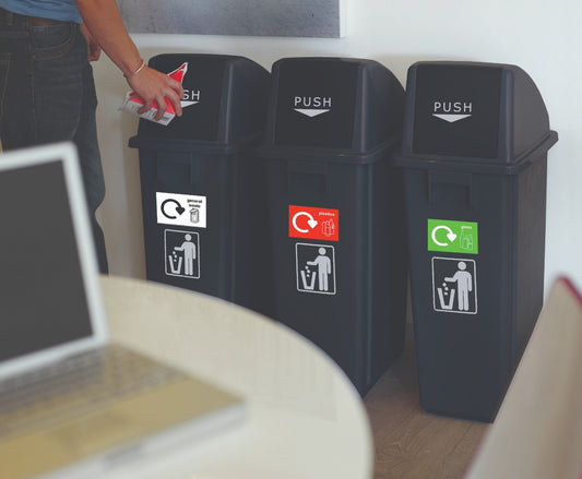 Recycling Bins - Set Of 3 With Stickers - Cocus